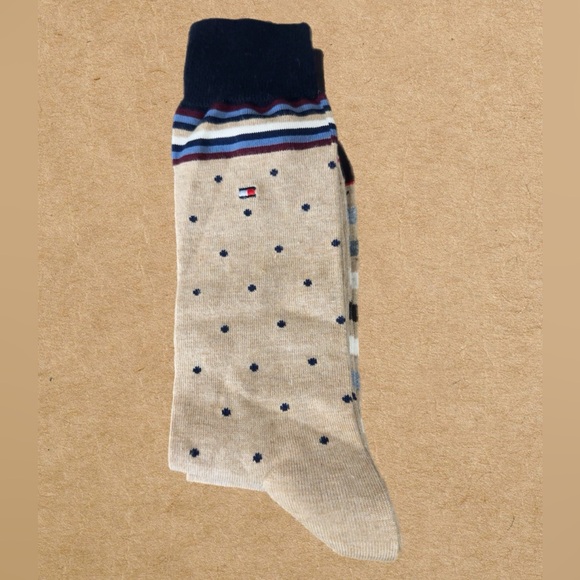 Tommy Hilfiger Men's Striped and Polka Dot Socks - Blue and Tan - Picture 2 of 3